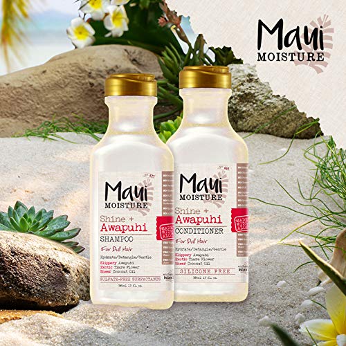 Maui Moisture Shine + Awapuhi Хидратиращ Вегетариански Шампоан с Кокосови масла за Лъскава Коса, без силикон и сулфати Повърхностно-активно вещество Алое Шампоан за Разнищване