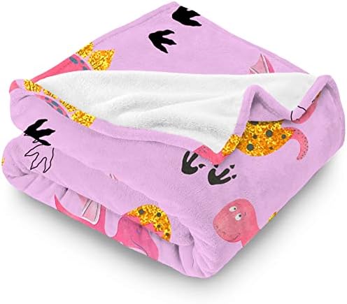 Tailms Розов Динозавър Одеяло за Деца Сладък Животни Наметала Одеяла за Момчета Момичета Мека Фланела Печат Одеало за