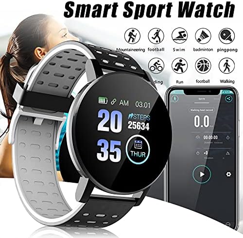 Умни часовници,Умен Часовник за Мъже И жени,119S Sleep Detection, Multi-sport Mode Sports Pedometer Smart Watch (Blue)