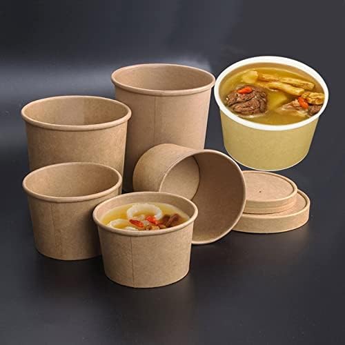 Guépard 50pcs Large Capacity Disposable Kraft Paper Cups - Take away Food Package Paper Cups for Lunch, Мляко, Кафе Mousses