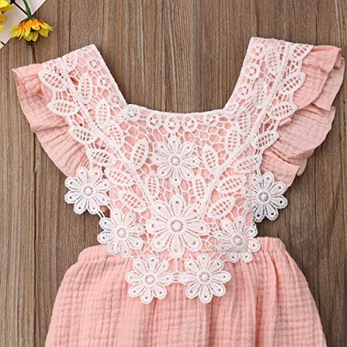 Baby Girls Rompers, Mermaid Sea World Pattern Flower Edge Bodysuit and Solid, Basic Style Rompers Outfits Clothes