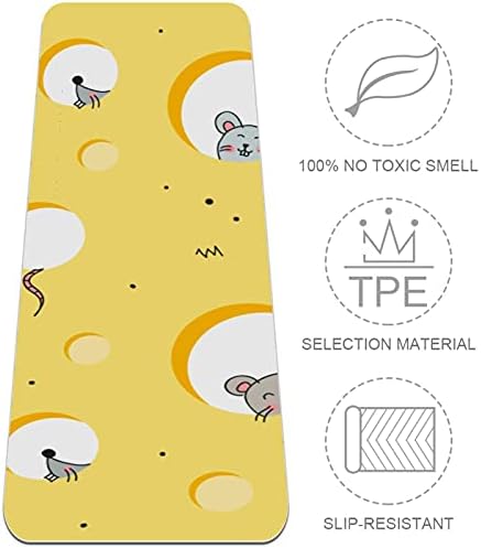 Siebzeh Catoon Mouse & Cheese Premium Thick Yoga Mat Eco Friendly Rubber Health&Fitness Non Slip Mat for All Types of