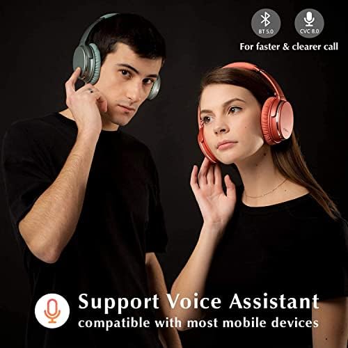 Srhythm NC35 Шумоподавляющие Слушалки Безжични Bluetooth 5.0, Бързо Зареждане на Над Ухото леки Слушалки с Микрофони,Мега