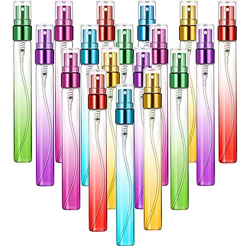 CHENJIE 5Pcs Mini Perfume Spray Bottles 10ml Colorful Travel Empty Glass Bottle Aromatic Fragrance Fine Mist Spray Perfume Refillable Bottle(пинк)