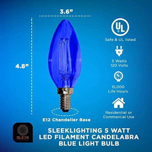 SleekLighting 5 Вата E12 led лампи с нажежаема жичка и Свещници от Синя светлина, (60 Вата с нажежаема жичка подмяна)