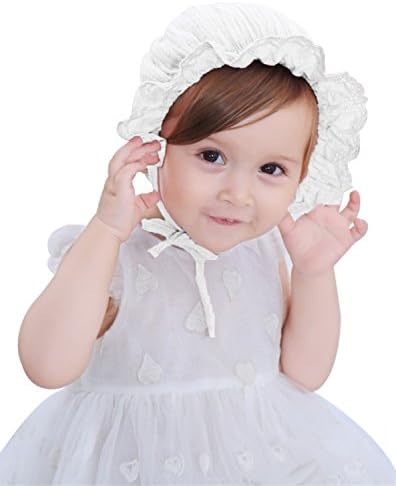 Fairy Wings Baby Girls Lacy Bonnet Summer with Hat Разчорлям Flowers Trim, Бял