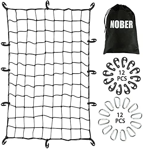 NOBER Cargo Net for Truck Roof Rack Каша Bungee Duty Cars, SUVs Stretches Storage Hooks Heavy