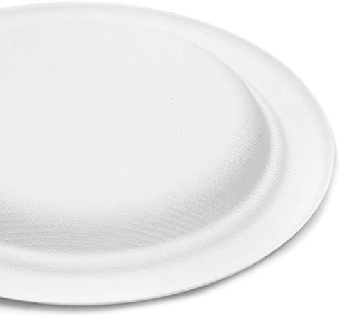 Малки бели чинии от багассы захарна тръстика, Кръгли десертни чинии (6 инча, 125 опаковки)