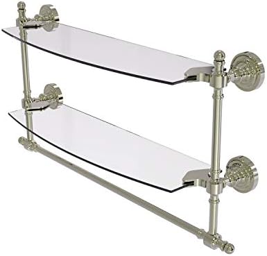 Allied Brass RD-34TB/18 Retro Dot Collection 18 Inch Two Tiered Integrated Towel Bar Стъклен Рафт, Полиран Никел