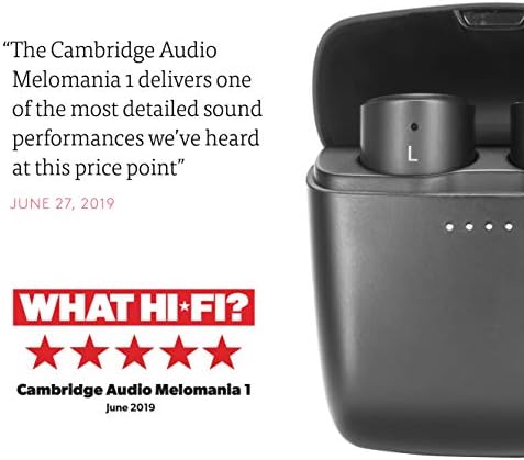 Cambridge Audio Melomania 1 Слушалки, True Wireless Bluetooth 5.0, Hi-Fi Звук, стерео Слушалки-втулки за iPhone и Android, с Преносимо зарядно калъф (черен)