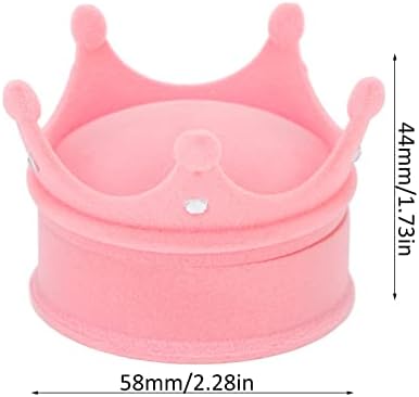 Velaurs Jewelry Box, Crown Design Ring Box Light Pink for Girl for Women for Gift