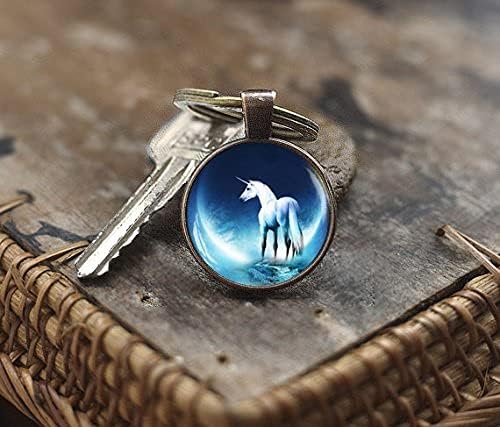 Ключалката ключ еднорог, бижута Кирин, бижута, подаръци фантазия на изкуството, ключалката ключ синята луна еднорог ключова