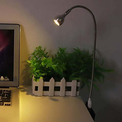 Guoenir No Трептенето Desk Lamp, Safe LED Mini USB Lamp, Metal Friendly to Eyes for Desk(сребро, топла светлина)