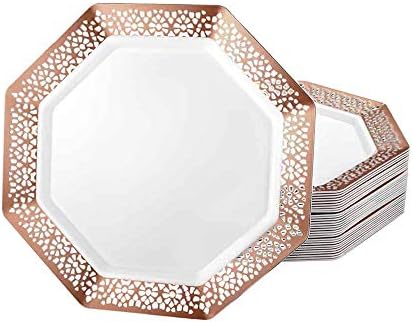 Lillian Collection Plates - 7.5 Rose Gold Lacetagon Pack of 10