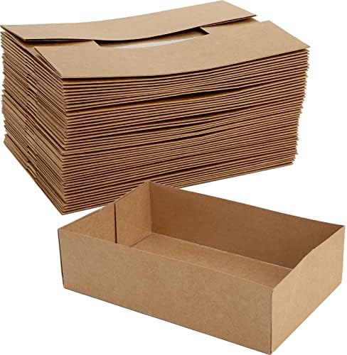 Табли за сервиране на храна Крафт хартия-пакет ДЕАЙОУ 50, 4 Ъглови Поп-Нагоре контейнер хранене, Мазнина Тава кутии за