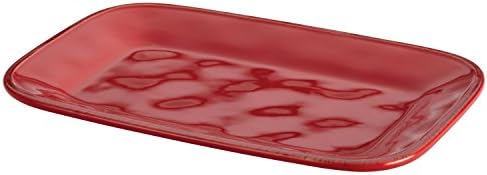Рейчъл Рей Cucina Dinnerware 8-Inch x 12-Inch Stoneware Правоъгълна Чиния, Клюквенно-червено -