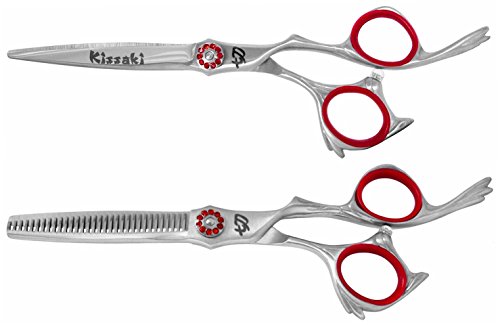 Ножици за коса Kissaki Сатен Довършителни Hou-Оу на 6.0 инча (ите), Ножици За Подстригване и Suzaku на 6.0 инча (ите) 32 зъба Ножица за Изтъняване на Съответния Набор от Комбота