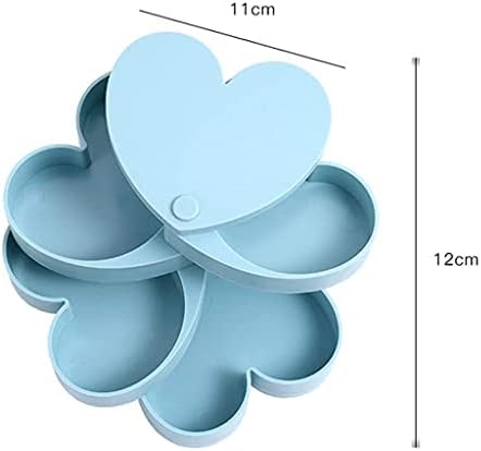 TLDFS във формата на сърце Син въртящ се четырехслойный кутия за съхранение на бижута и Аксесоари за коса Родословни Ръчна