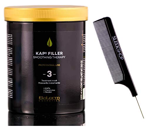 Salerm Cosmetics KAPs Filler Smoothing Therapy 3 Treatment Mask Conditioner, (w/ Sleek Comb) Kap + Серамиди + кератин