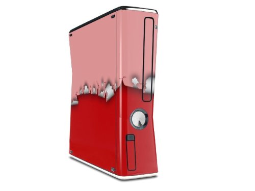 Скъсани Цвят Розово Червен Стикер Стил на Кожата за XBOX 360 Тънък Вертикален