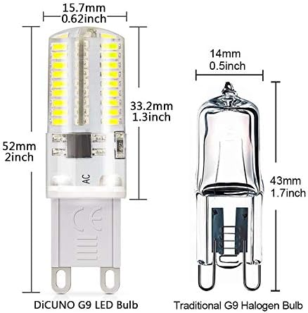 Крушка LED DiCUNO G9 Dimmable, равностойността на 30 вата(3 вата) флуоресцентна светлина бяла 6000K,топчета мазоли 120V,