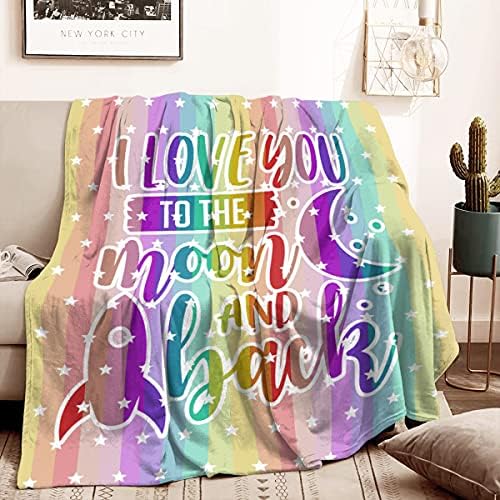 I Love You to The Moon and Back Blanket Gift for Girl Boy Plush Ultra Soft Хвърли Lightweight Quilt Fuzzy Flannel Blankets