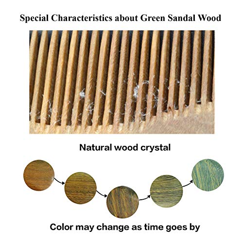 Onedor Ръчно изработени От Natural Green сандалово дърво Hair Комбс - Антистатични Миризмата на Сандалово дърво,