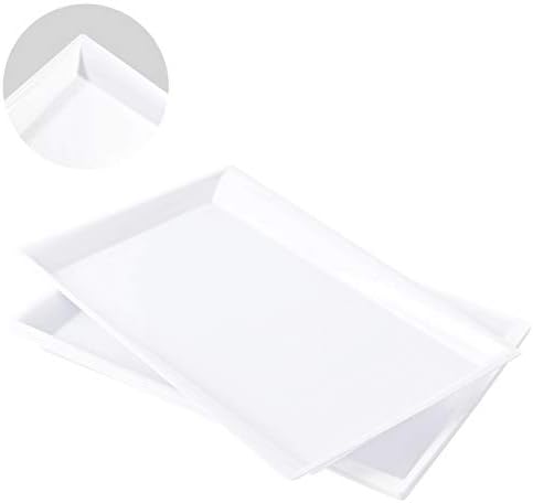 LLSF 12 Опаковката Бели Пластмасови Обслужването на Тави, 15 x 10 Правоъгълни Обслужването на Чинии за Еднократна употреба