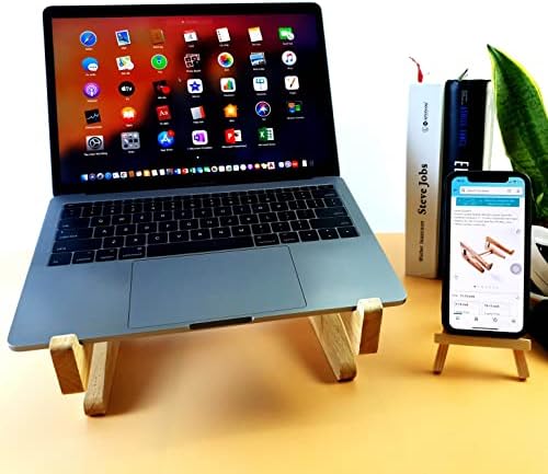Поставка за лаптоп KaLeemi, Дървена поставка за лаптоп за лаптоп 11 -15 инча Съвместим с Apple MacBook Air, Mac Pro и iPad Pro, HP, DELL, Acer, Toshiba, Surface, Lenovo и т.н. Безплатен калъф телефон