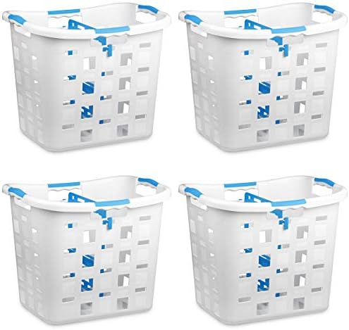 Пластмасови кошници за бельо Clorox с Разделител, 4 опаковка | 2-в-1 Сортировач и Сгъваема дъска за дрехи | Защита срещу