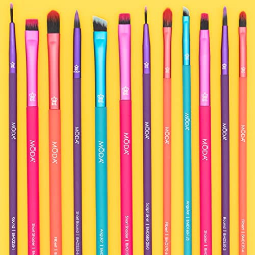 MODA 12pc Bold Артистизъм Makeup Brush Variety Set, Включва в себе си, Овални, плоски, ъглови и Лайнерные четка
