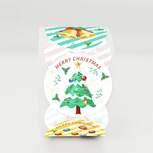 Коледни Етикети на Ролка 500шт за Карти за Подарък Пликове, Печат на Етикети Тагове Коледни Етикети на ролка