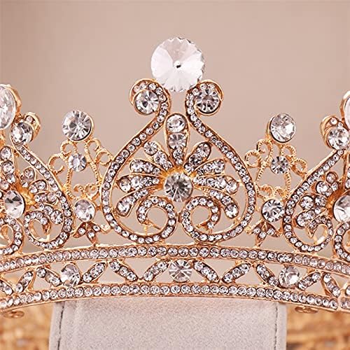 CFANYOU Булката Аксесоари За Коса Сватбената Корона на Кристал Crystal Crown лента за глава Златна Корона Сватбени Аксесоари