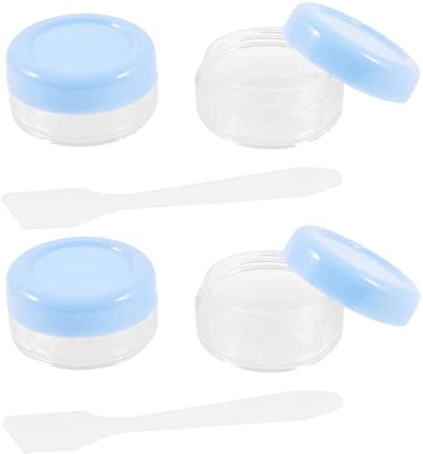 EuisdanAA 4 Pcs Clear Blue Plastic Makeup Skin Face Cream Empty Cosmetic Jar 10ml(Tarro cosmético vacío 10ml azul de la