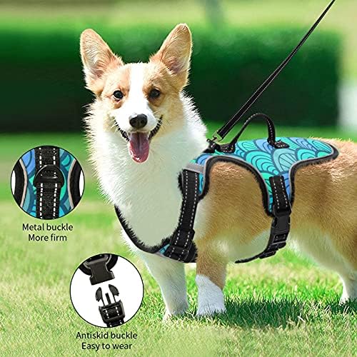 KFBE Mermaid Scale Wave Cat Harness Pretty Dog Vest Harness and Leash Set for Walking with Светлоотразителни Strip, безопасна