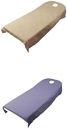 Bonarty 2pcs Soft Massage Bed Cover SPA Table Sheet with Face Hole/Camel
