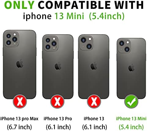 FYY е Предназначена за iPhone 13 Mini 5G Case, [Поддръжка за зареждане Magsafe] 2-в-1 на Магнитен Подвижна Портфейл Калъф