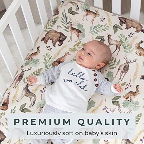 Pobibaby - 2 Pack Premium Fitted Baby Boy Crib Sheets for Standard Crib Mattress - Ултра-Мек памучен смес, безопасни и