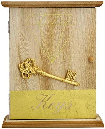 RuPost Gift52 / Key Holder Wall Decorative Golden Key with Wooden a Door, 6 Куки, 267 21 см
