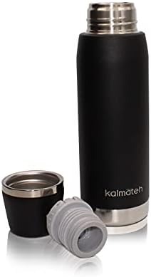 Kalmateh Thermos - Термос с двойни стени и вакуум изолация от неръждаема стомана (760 мл) Точно наливане и задържане на топлината - за Yerba Mate, кафе, чай, къмпинг (черен)