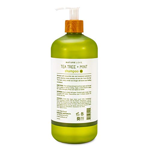 Nature Love Tea Tree + Mint Осветляющий шампоан | Почистване + Освежаващ | Възстановяване за всички типове коса | Без