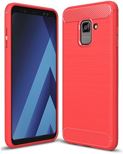 Galaxy A8 Plus 2018 Case, HualuBro [Устойчивост на надраскване] от Въглеродни влакна Тънък Амортизирующий TPU Тънка броня Телефон Защитен Калъф за Samsung Galaxy A8 Plus (A8+) 2018 - Червен