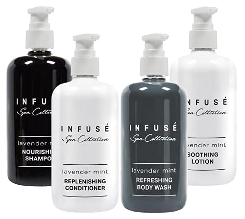 Infuse Lavender Mint Shampoo | Spa Collection | Хотелски удобства в бутилка с помпа | 10,14 мл / 300 мл (за 4 бутилки)