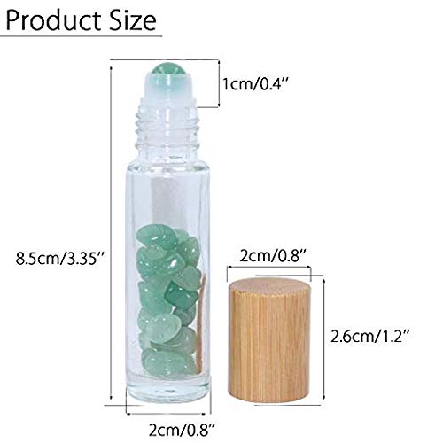 5 Pack 10ml Clear Roll On Bottles With Natural Chakra Crystal Чипове for Essential Oils,Perfume Glass Roller Bottles Container