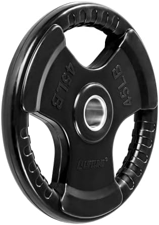 Lifeline Commercial-Grade Rubber Encased Olympic Grip Plates with Integrated Stainless Steel Collar Compatible with any