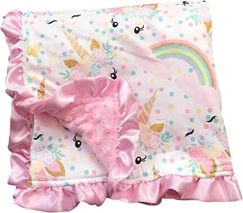 Aki_Dress Unicorn Kids Blanket Soft Minky Double Layer Baby Blankie 31 by 31 PP300030