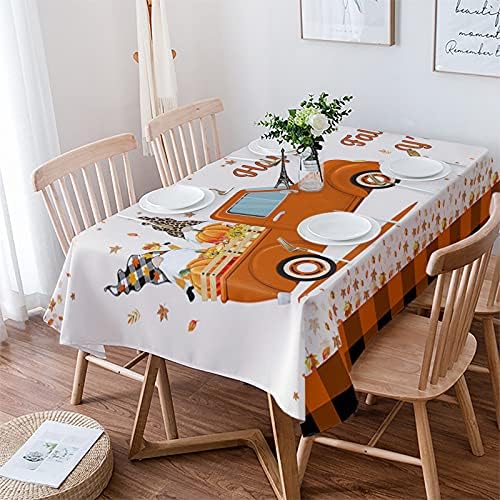 Z&L Home Farm Truck with Сладко Dwarfs Rectangle Dining Table Cloths Autumn Leaves and Gingham,Бельо Покривка С Декоративна