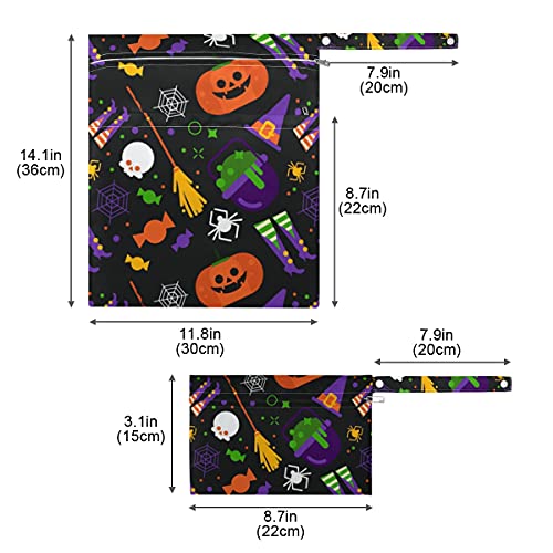 Честит Хелоуин Тиква Метлата е Мокра Суха Чанта за Многократна употреба Памперси, Мокри Чанта за Бански костюми Водоустойчив