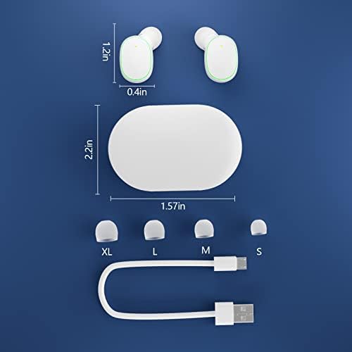 Безжични слушалки Bluetooth Слушалки - TWS 5.1 Водоустойчиви слушалки с зарядно калъф | Вграден микрофон | за Съвместимост с Apple и Android | Premium Sound(бял)