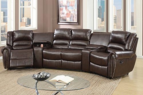 Poundex Ginevra Brown Bonded Leather Motion За Домашно Кино